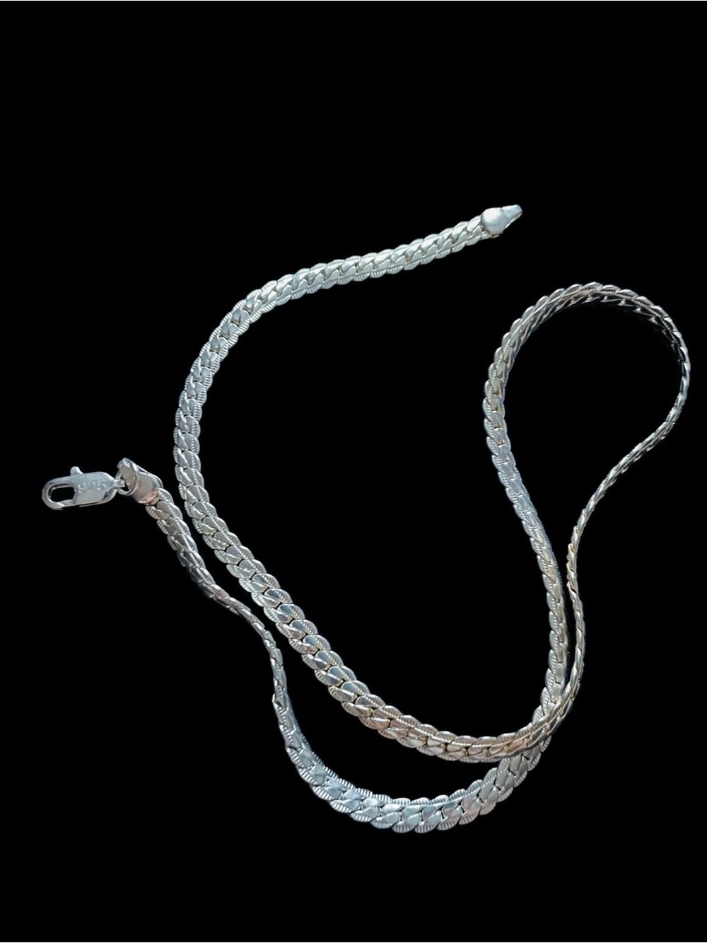 Sterling Silver Chain Necklace Unisex 19” long. 1/2cm wide.